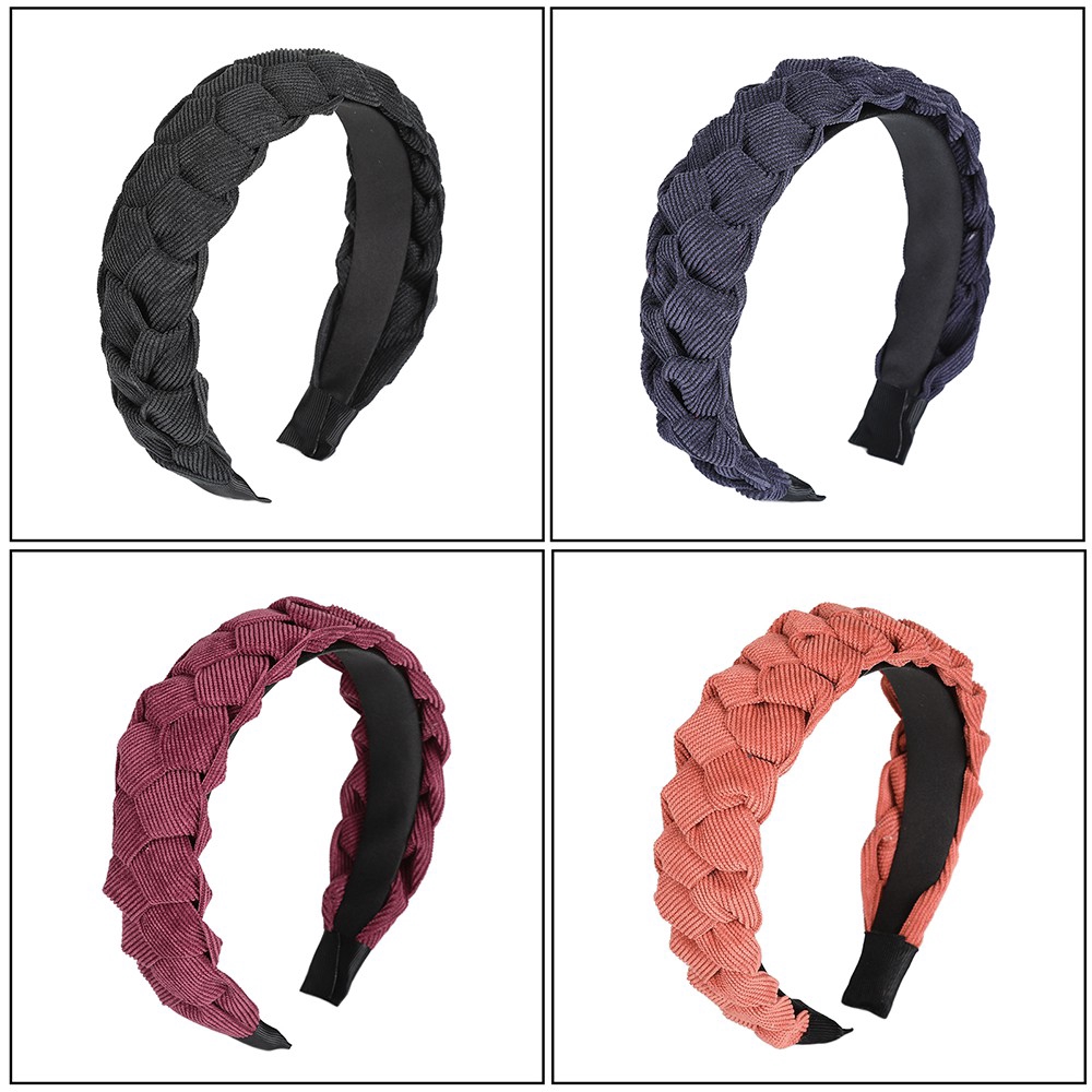 Korean Corduroy Twist Braid Headband Woman Retro Cross Solid Color Fashion Hair Band Wide Hair Hoop