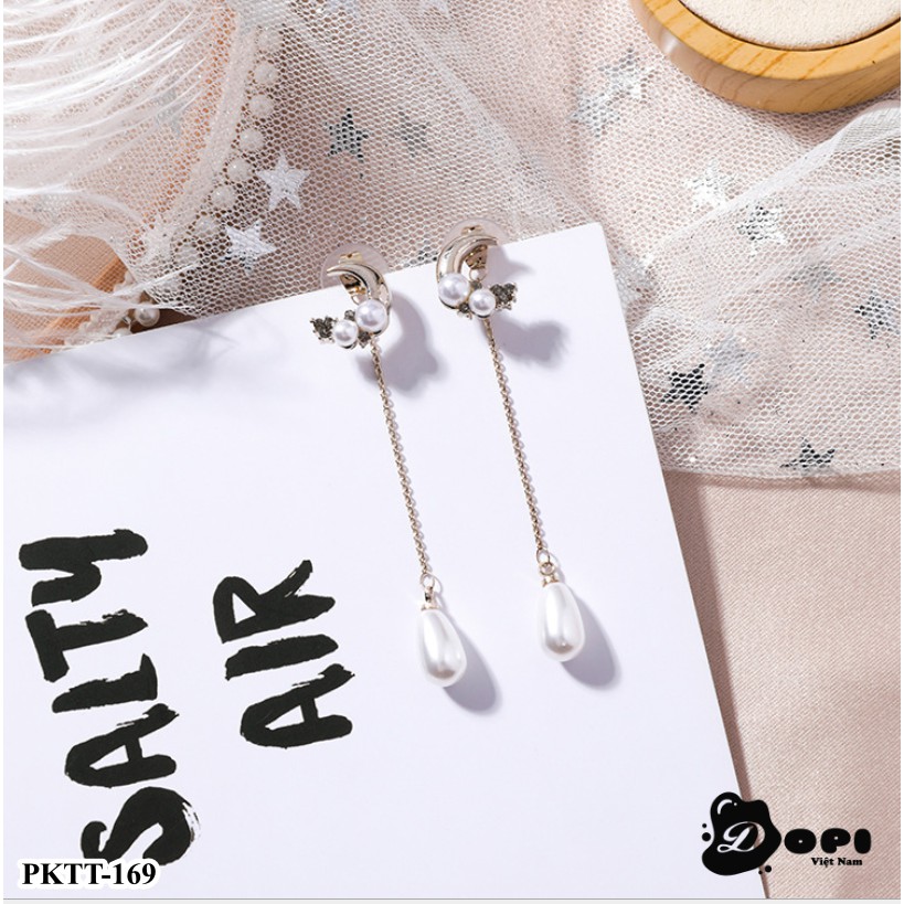 Bông tai tráng bạc form dài nữ tính