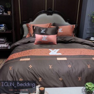 Bộ THƯƠNG HIỆU CAO CẤP LOUIS VUITTON x SUPREME set chăn ga gối 7 món LỤA COTTON ORIGINAL 100% Hàn Quốc