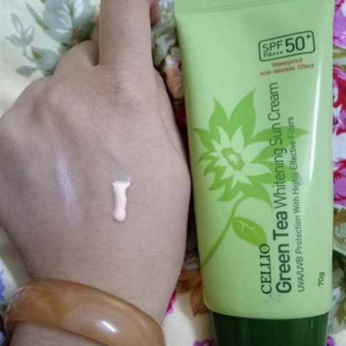 Kem chống nắng Cellio Green Tea Whitening Sun Cream SPF50+ PA+++  70ml