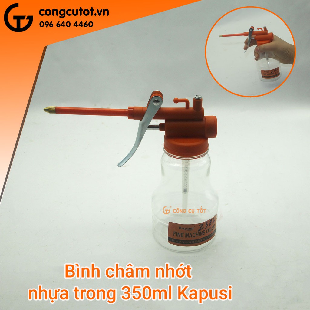 Bình châm dầu nhớt nhựa trong 350ml Kapusi K-8992