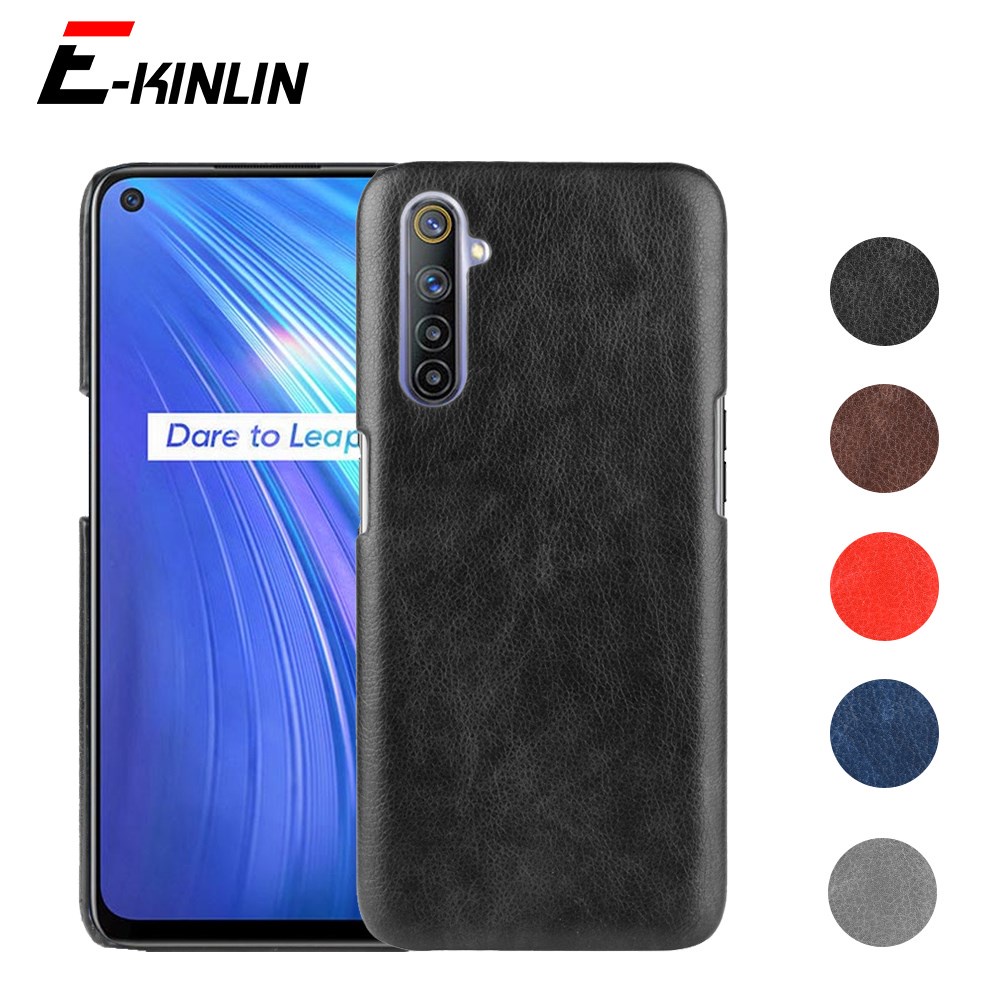 Ốp Điện Thoại Da PU Nhựa Cứng Sang Trọng Cho Realme 7 6 5 Pro 6i 6S 5S