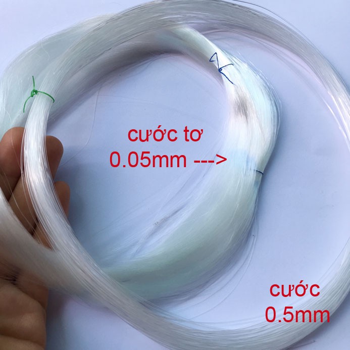 Dây cước tơ siêu mảnh 0.05mm hoăc cước sợi 0.3-0.6mm không co giãn (chọn size)