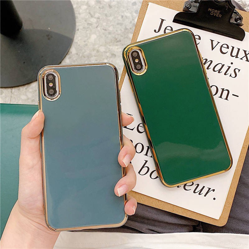 Ốp Điện Thoại Silicon Mềm Chống Sốc Mạ Điện Màu Trơn Cho Iphone 11 12 Pro Max 7 8 Plus X Xs Xr Xsmax 7plus 8plus