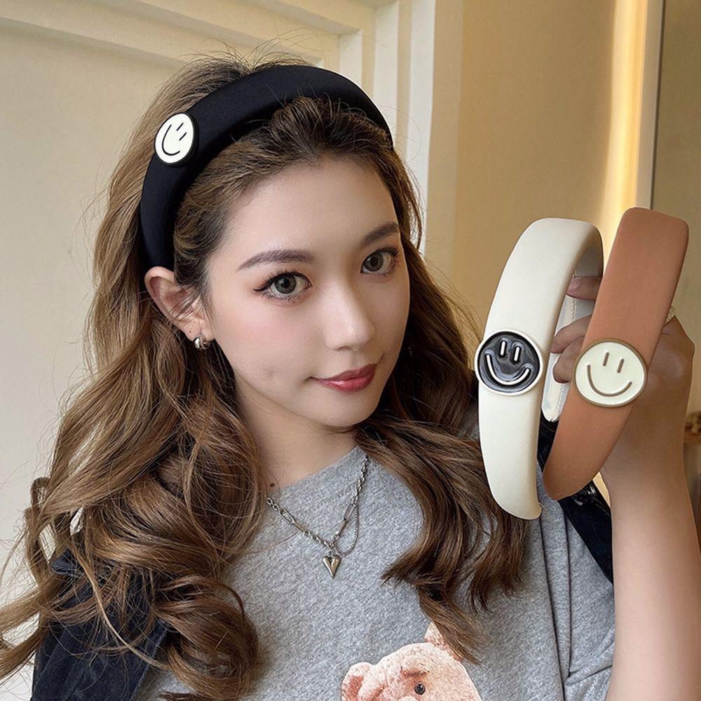 Băng Đô Cài Tóc Hình Mặt Cười Bằng Nhựa Resin Màu Ngà Phong Cách Retro Ngọt Ngào Cho Nữ