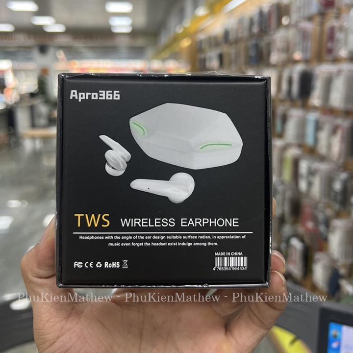 Tai Nghe Gaming Bluetooth Apro366 Tws 5.0, Tai Nghe Chơi Game Bluetooth Không Dây - Độ Trễ Thấp - Pin Khoẻ - Có Míc