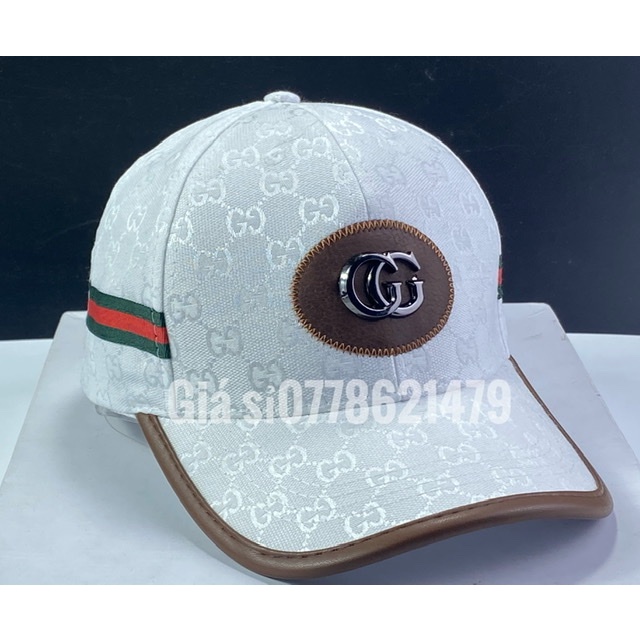 Mũ kết Gc sắt thể thao thời trang - nón kết lưỡi trai vải nhập dệt chữ viền da nâu