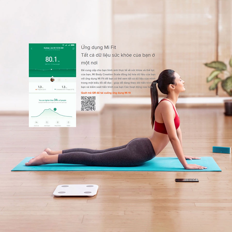 HOẢ TỐC | Cân sức khỏe Xiaomi Body Fat Gen 2 - Mi Fit App Tiếng Việt 13 chỉ cơ thể - Xiaomi 2 Fat Body Gen - MiHouse