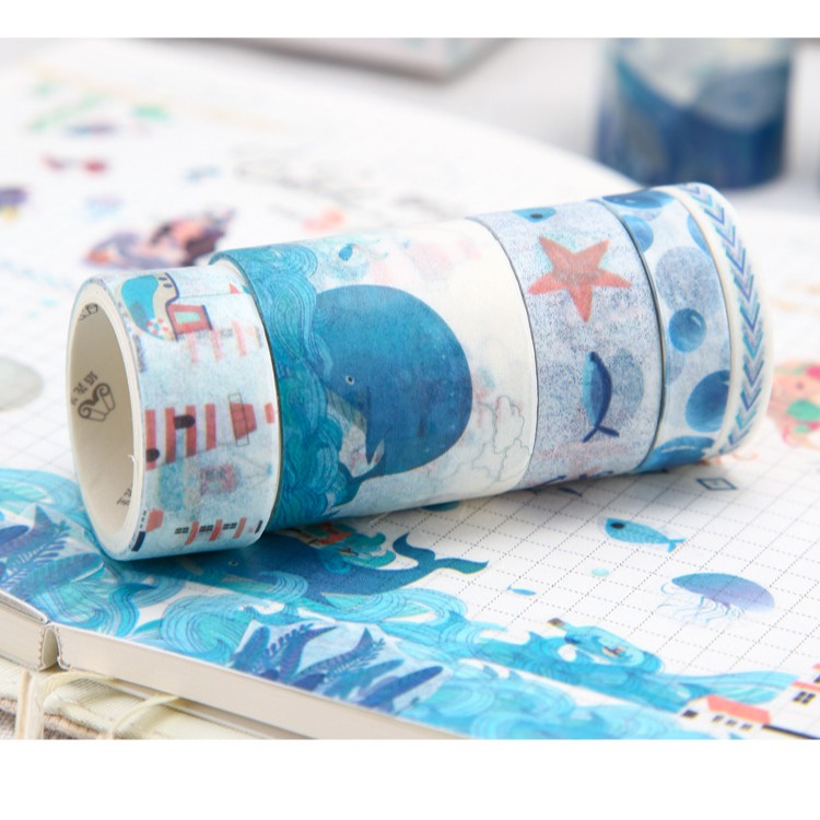 Set 10 Cuộn Băng Dính Washi Tape Trang Trí Scrapbook, Planner M2