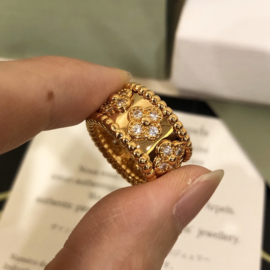 Phong Cách Mới V & C-A Nhẫn Hình Cỏ Bốn Lá Thời Trang Cho Nữ