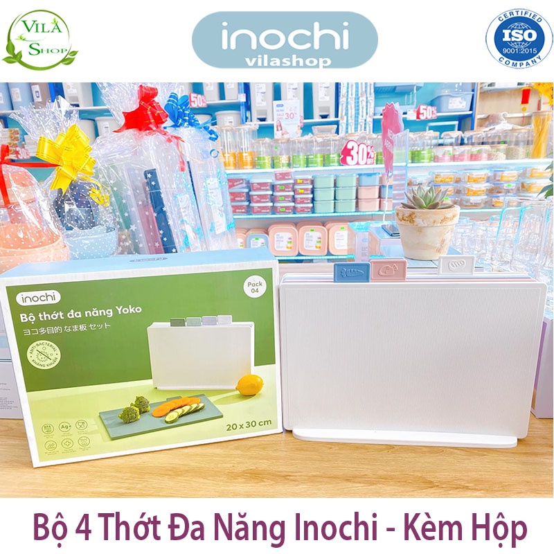 Bộ 4 Thớt Đa Năng Kèm Hộp INOCHI Để Bàn, Chất Liệu Nhựa ABS Khó Trầy Xước, Chịu Nhiệt, Chịu Lực Tốt, Kháng Khuẩn Khử Mùi