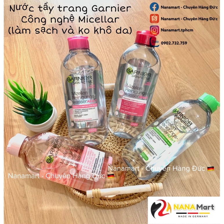 Nước tẩy trang Garnier nội địa Đức 400ml