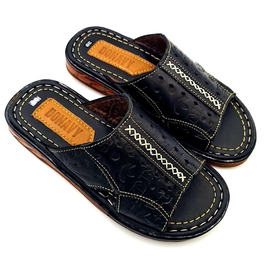 Dép quai ngang da bò trung niên-Kínon Shop