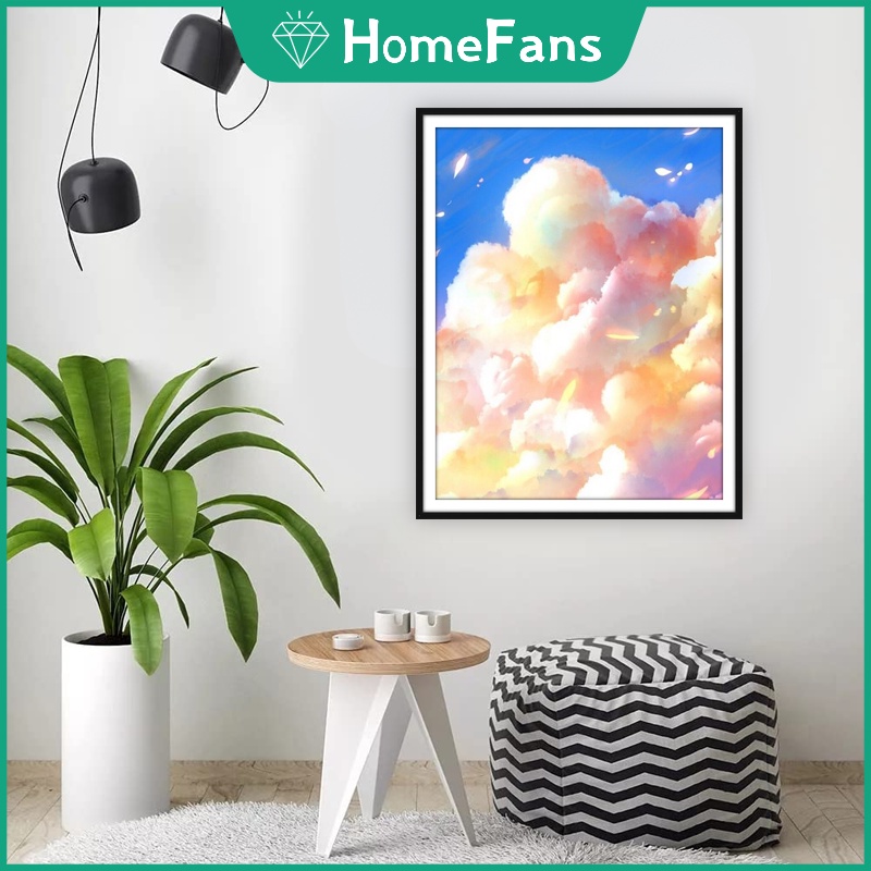 Bộ Tranh Đính Đá 5D Tự Làm 40x50cm Hình Đám Mây Hồng Trang Trí Nhà Cửa
