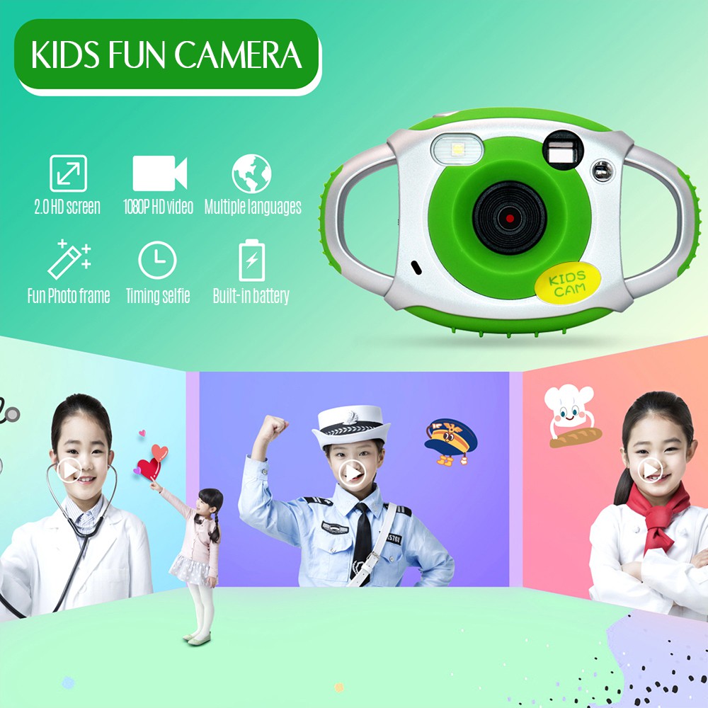 Kids Digital Camera 8MP Photo 1080P Video 2.0 Inch IPS Screen Built-in Lithium Battery with Lanyard USB Charging Cable Birthday Festival Gift for Children Boys Girls