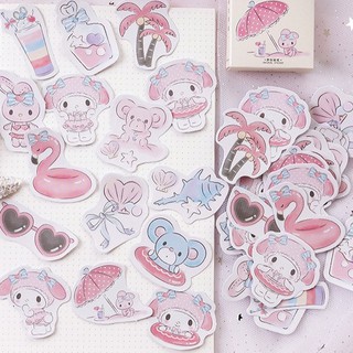 Hộp 45 miếng sticker mẫu thỏ hồng melody