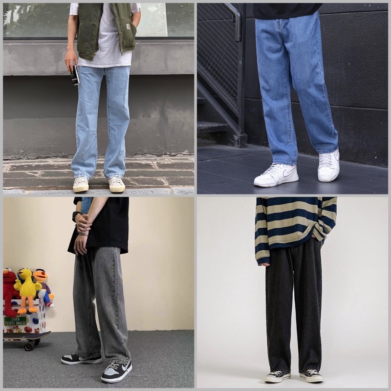 QUẦN BAGGY NAM NỮ VẢI JEAN DENIM COTTON, 4 MÀU, 5 size S-M-L-XL-XXL