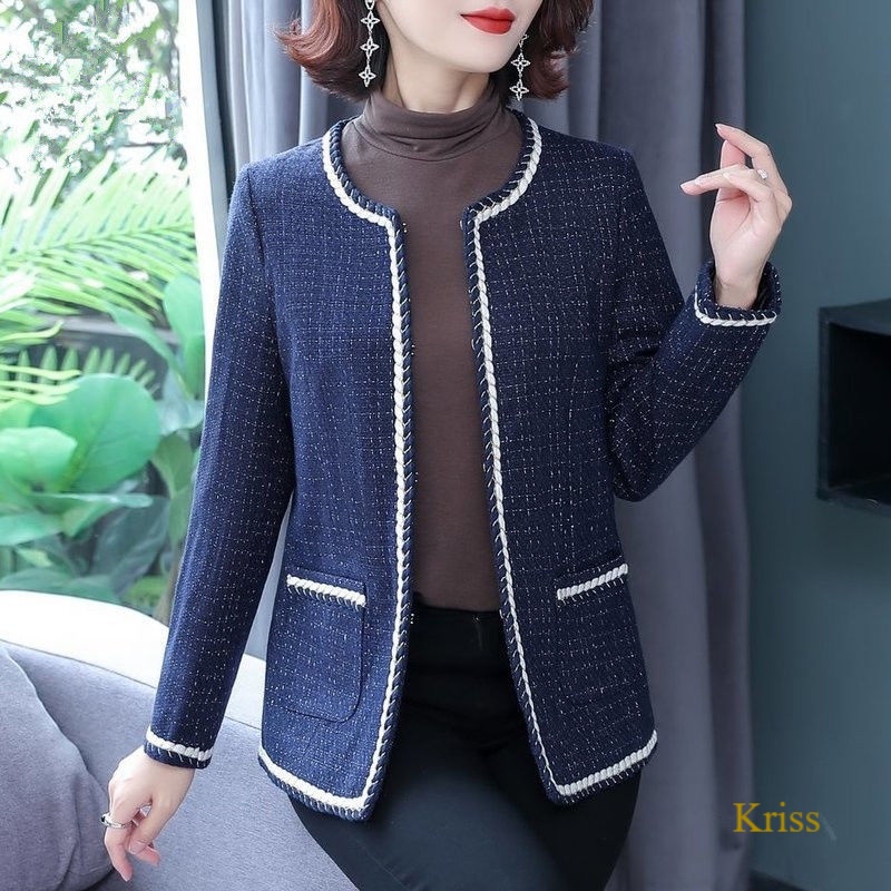 Áo khoác tay dài phong cách thời trang xuân thu mới cho phụ nữ trung niên