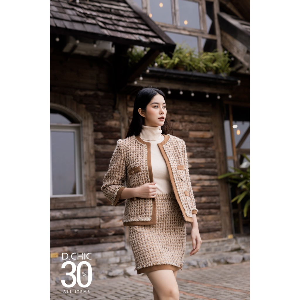 Áo khoác suông cổ tròn viền phối tay lỡ D.CHIC MS: 160533