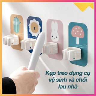 Kẹp treo dụng cụ vệ sinh - Giá treo chổi lau nhà dán tường