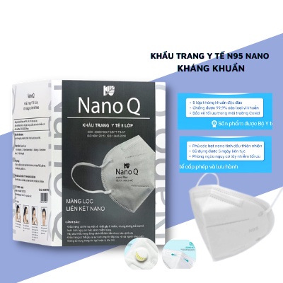 Khẩu trang N95 y tế có van thở Nano Q 5 lớp kháng khuẩn, chống bụi mịn , dùng nhiều lần chính hãng