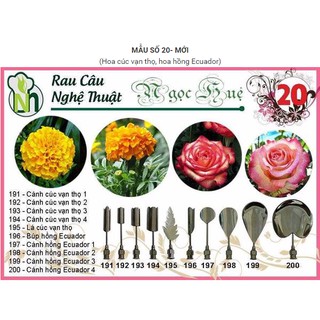 Dụng cụ rau câu 3D Ngọc Huệ (bộ số 20 - hoa cúc vạn thọ, hoa hồng ecuador)