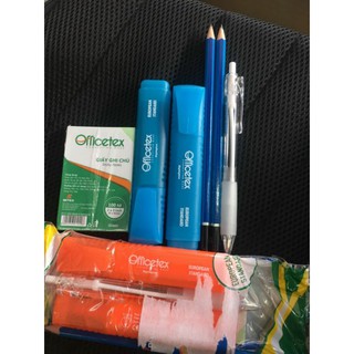 Set 2 bút dạ quang, 2 bút chì, viết, giấy ghi chú,.