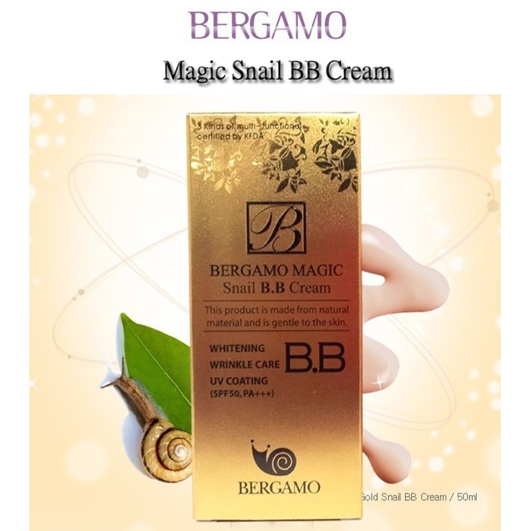 Kem nền BB cream tinh chất từ ốc sên BERGAMO MAGIC SNAIL B.B CREAM SPF50 PA+++ 50ml