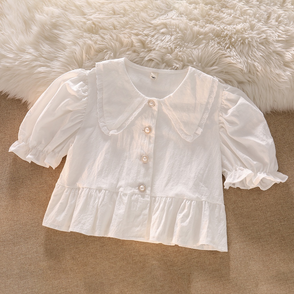 NUZIRO  Áo Crop Top Tay Ngắn Phồng Cổ Búp Bê Thời Trang Cho Nữ