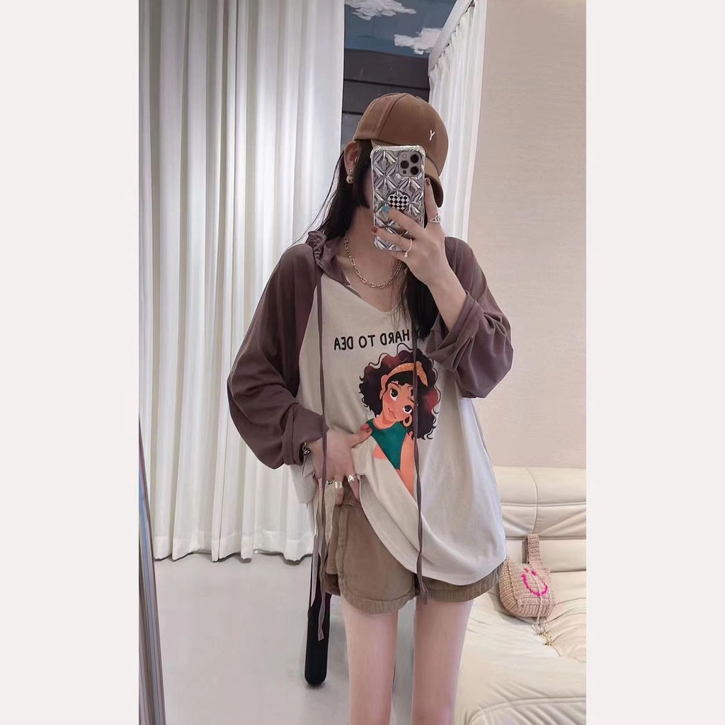 Áo Hoodie Tay Dài Dáng Rộng Thời Trang Cho Nữ