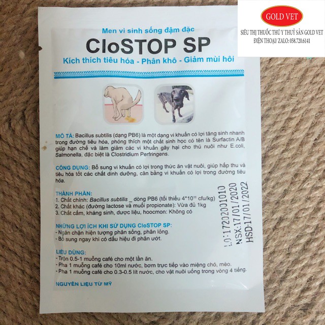 [Giá rẻ] CloSTOP SP - Men vi sinh dùng cho Chó Mèo 20g và 100g