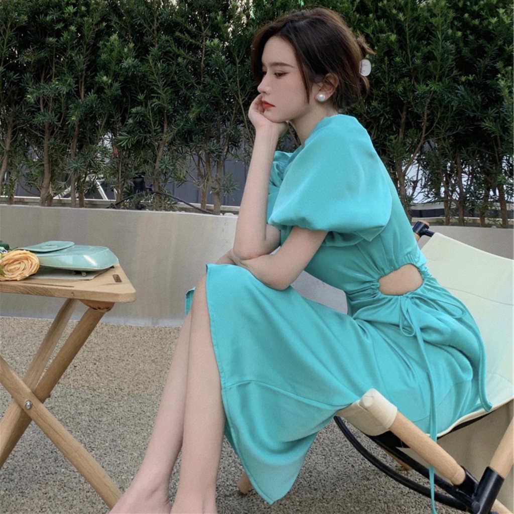 Váy nữ Vic's thiết kế tay phồng dáng dài, Đầm thời trang công sở cao cấp dự tiệc sang trọng V103 | BigBuy360 - bigbuy360.vn