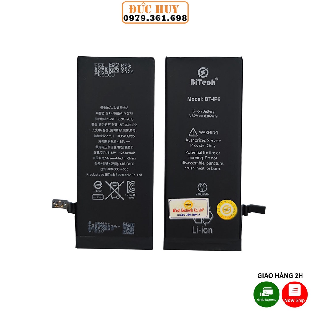 Pin IP6 Dung Lượng Cao BiTech BT-IP6 ( 2380 mAh ) - Tặng bộ vít mở + Siu dán pin