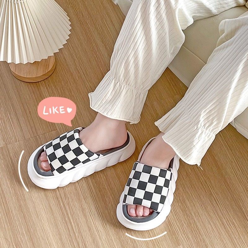Oeteo Dép Đi Trong Nhà Đế Dày Họa Tiết Caro Thời Trang Cho Nam Nữ