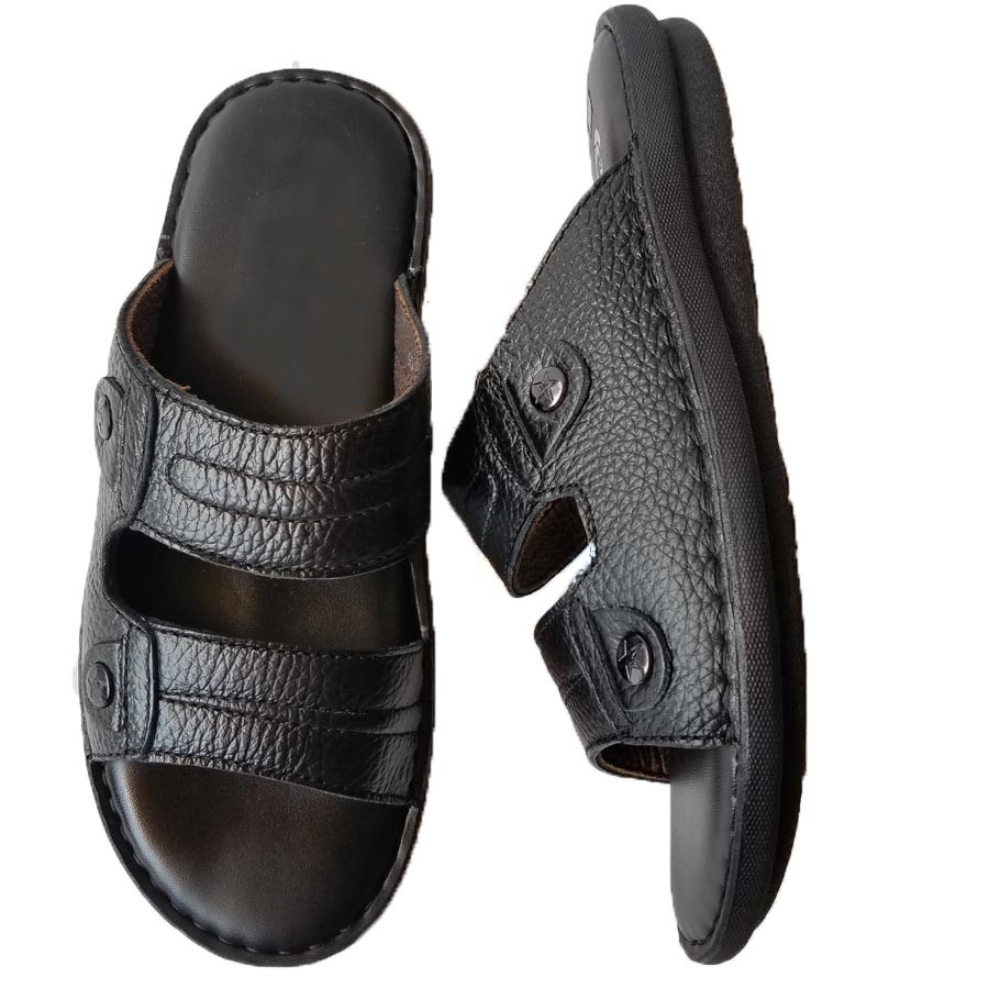 Dép Da Nam Da Bò Thật, Dép Nam Quai Ngang Da Bò Thật Cao Cấp HKT Shop DNA711