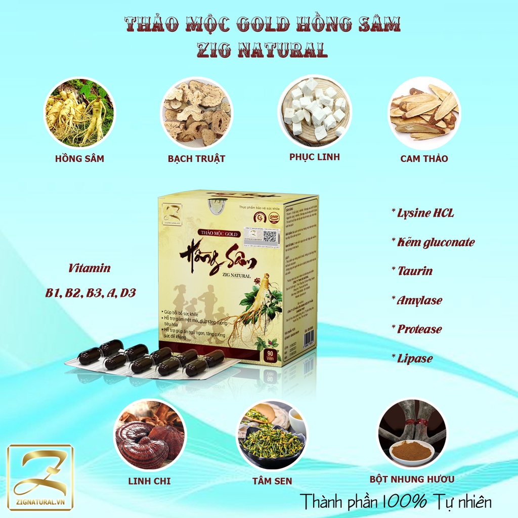 Viên uống Tăng cân Gold Hồng sâm ZIG NATURAL