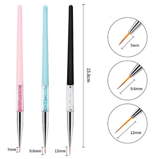 Set Cọ Nét 7/9/12mm Cán Pha Lê 3 Cây