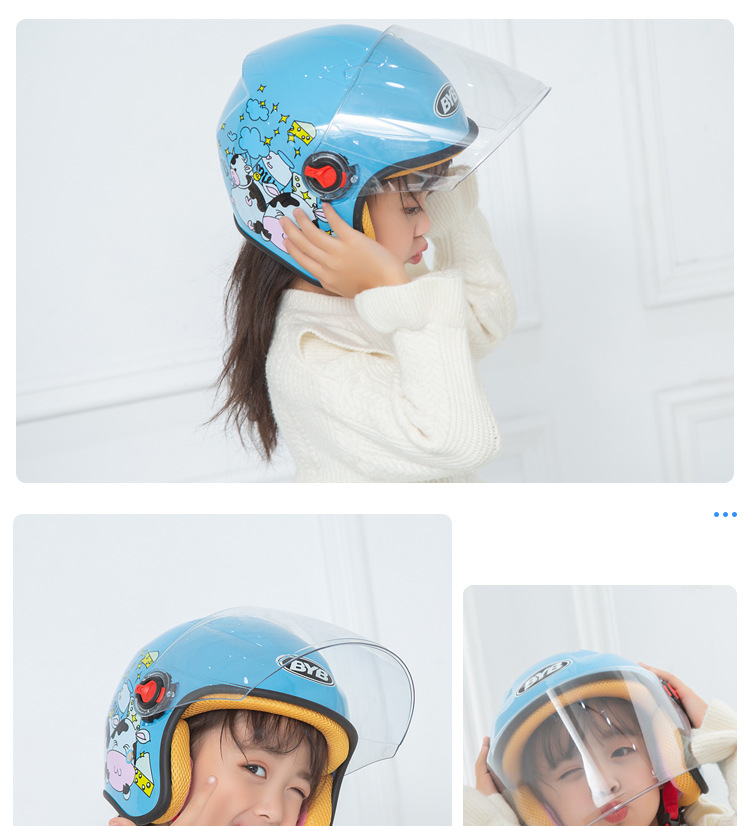 Must-have in rainy season,Byb / Asia 802 children's cartoon helmet autumn winter half helmet cute helmet four seasons helmet electric car helmet