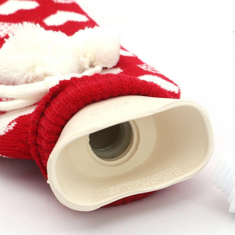 HS Túi Chườm Nước Nóng 2 Lít Phối Lông Giả Họa Tiết Chú Nai Đỏ Ấm Áp Có Thể Tháo