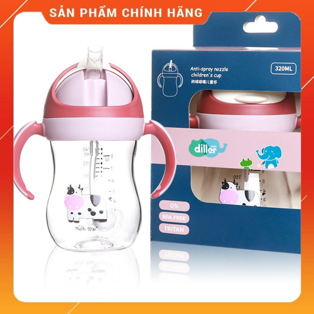 Bình Nước Có Tay Cầm Chính Hãng DILLER Cao Cấp Cho Bé Từ 1 Đến 5 Tuổi Dung Tích 240ml