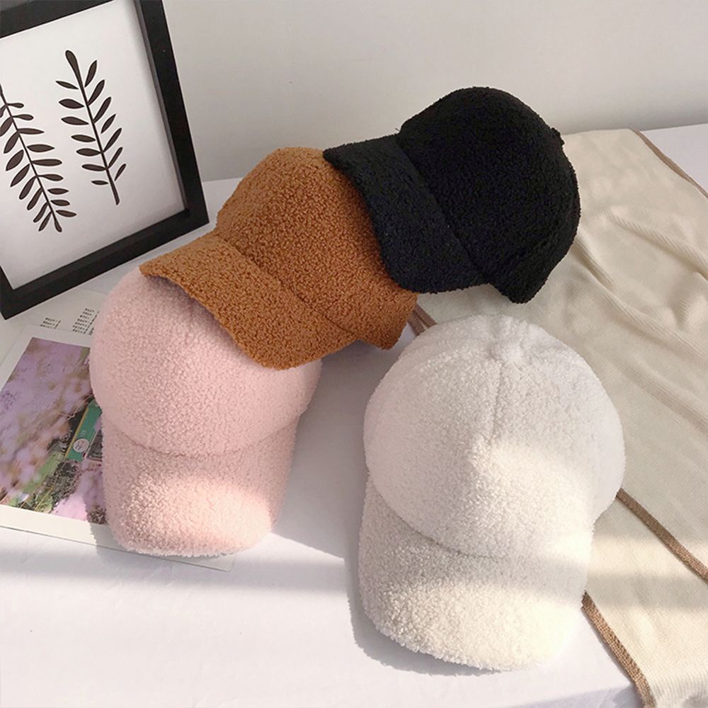 Nón lưỡi trai bằng vải lông thêu chữ M màu sắc thời trang thu đông phong cách Hàn Quốc cho nữ