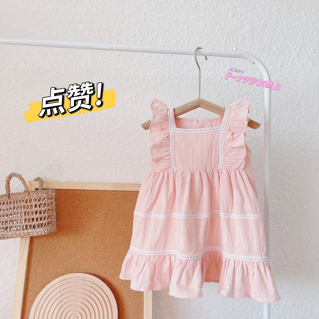 VÁY HÈ CÁNH TIỀN 3 TẦNG VIỀN REN TRẤNG CHẤT THÔ BOI CHO BÉ GÁI 1-6 TUỔI( MÃ V150603)