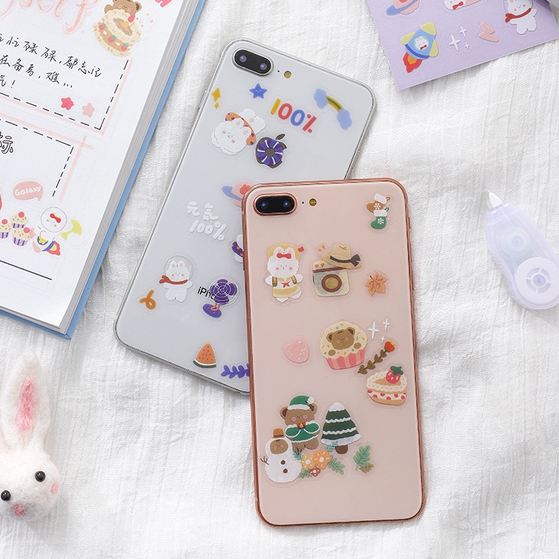 Nhãn dán Infeel.me chất liệu PET họa tiết hoạt hình trang trí scrapbook / sổ tay
