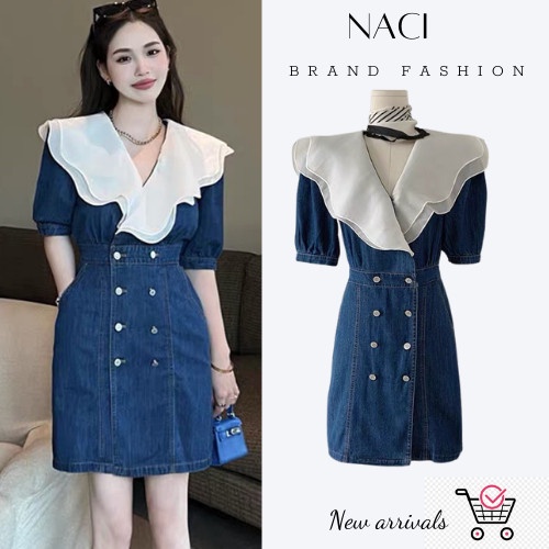 Váy xòe váy tiểu thư chất jeans cao cấp phong cách ULLZANG HOT 2022 NACI