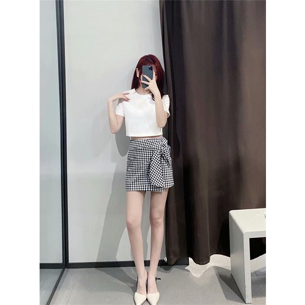 Quần giả váy chữ a vải kẻ thô Xoắn Nơ siêu xinh YUKAGO SL185