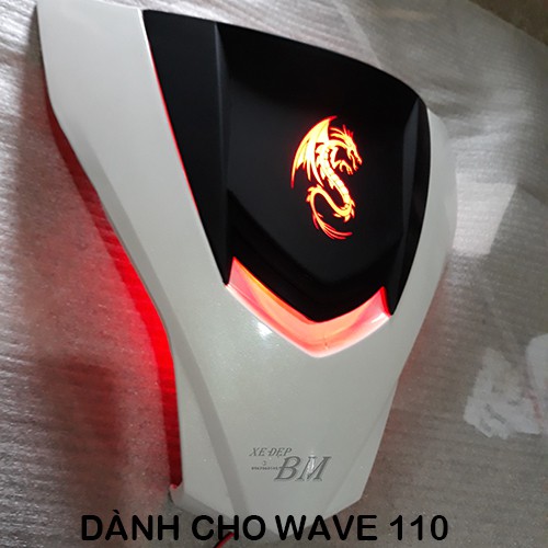 Mặt nạ 2 tầng độ led rồng cho wave 110 trắng