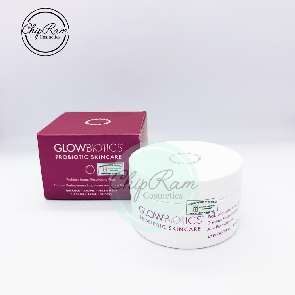 PADS LÀM SẠCH TẨY DA CHẾT GIẢM BÍT TẮC DÀY SỪNG GLOWBIOTICS 45 MIẾNG