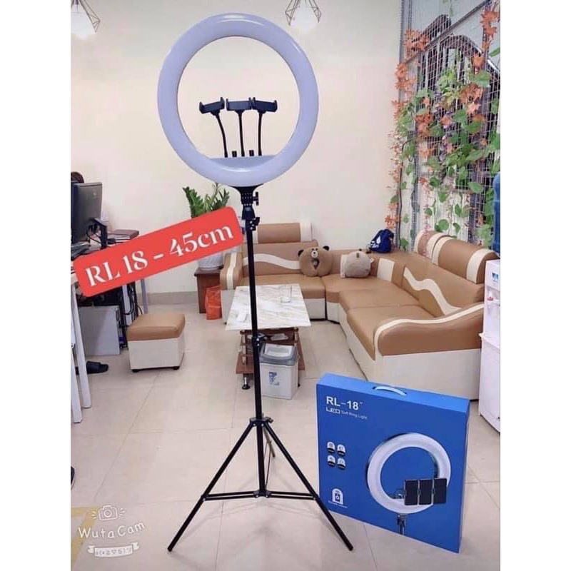 Đèn Livestream RL18 45cm Chuyên Dùng Quay Tik Tok - Make Up - Phun Xăm - Chụp Hình - Kèm 3 kẹp Điện Thoại -Công Suất Lớn