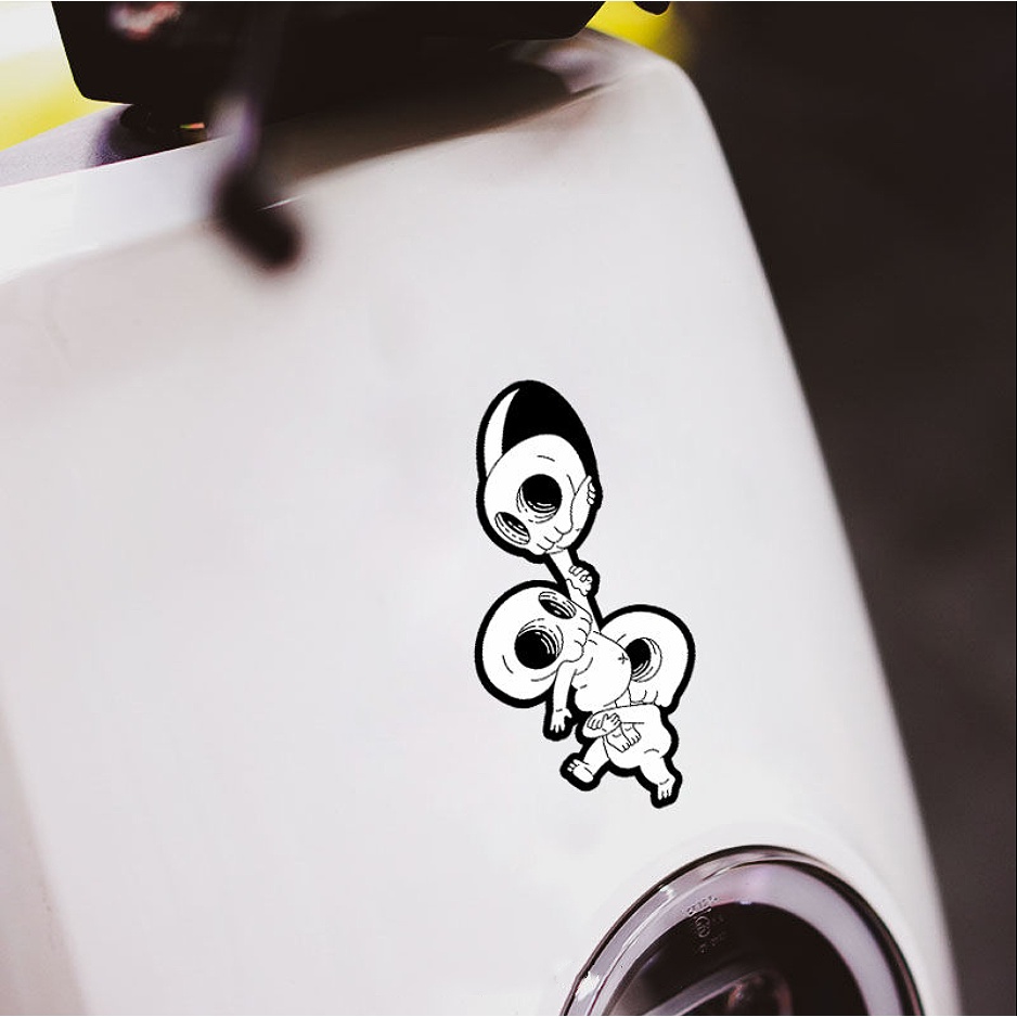 Hộp sọ Nhãn dán Bộ xương Hiệp sĩ Xe máy Phản quang Mặt trước Decal Xe tay ga Hình dán Fender