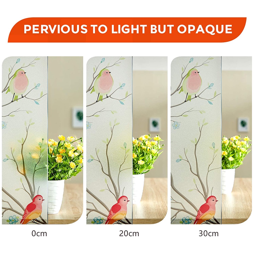 [Mã LIFEHLDEC giảm 10% đơn 99k] Privacy Window Film Sticker Opaque Non-Adhesive Pure Frosted Bird Window Film